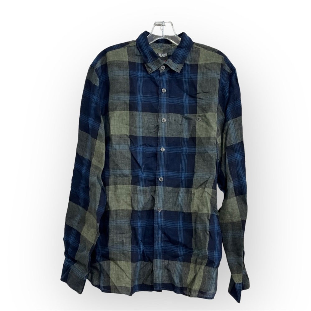 TOD SNYDER LINEN PLAID BUTTON DOWN SHIRT MEN’S SZ. LARGE